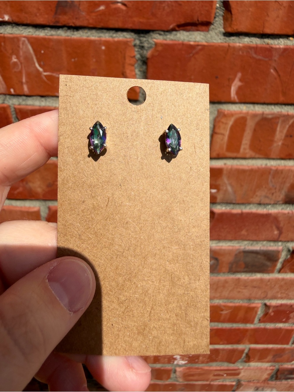 Iridescent Mystic Quartz Marquise Stud Earrings - Women Jewelry